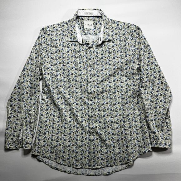 C-Lab NYC Men's Long Sleeve 4-Way Stretch Slim Fit Floral Dress Shirt - Size XL - Picture 1 of 4